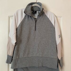 Nike Grey Quarter-Zip Pullover with White & Beige Sleeves